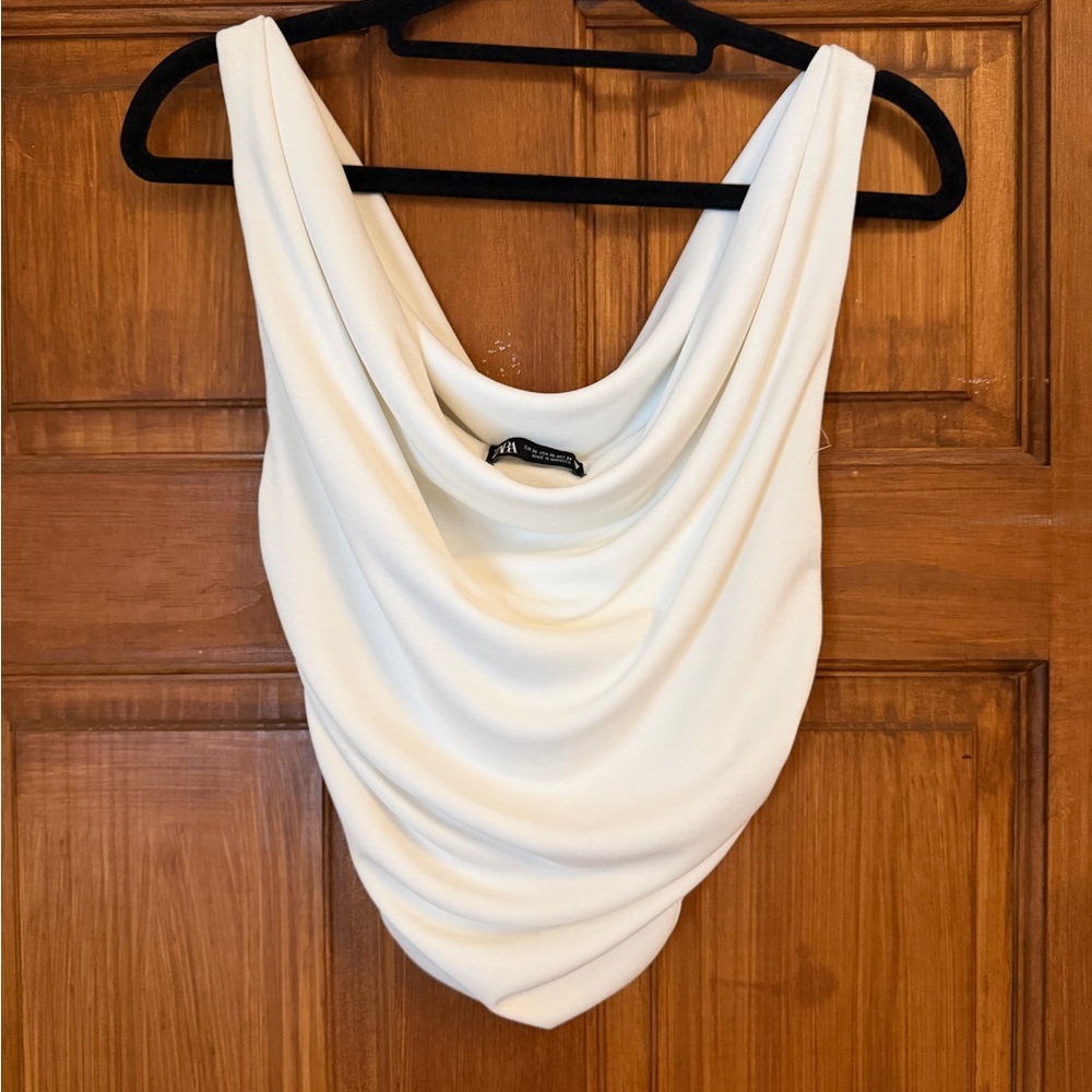 Zara Cream Draped Women's Blouse